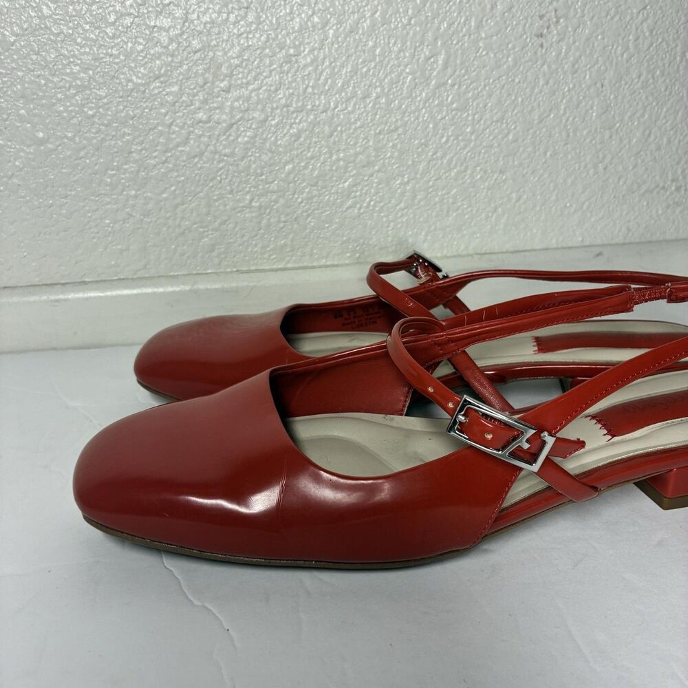 Franco Sarto L-DESTIN Shoes Womens Size 8 M Red Slingback Square Toe Flats Dress - Picture 10 of 16
